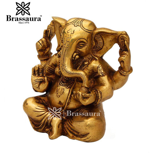 Brass Ganesha Statue For Home Decor Weight 1.7 Kg And Height 5 Inch