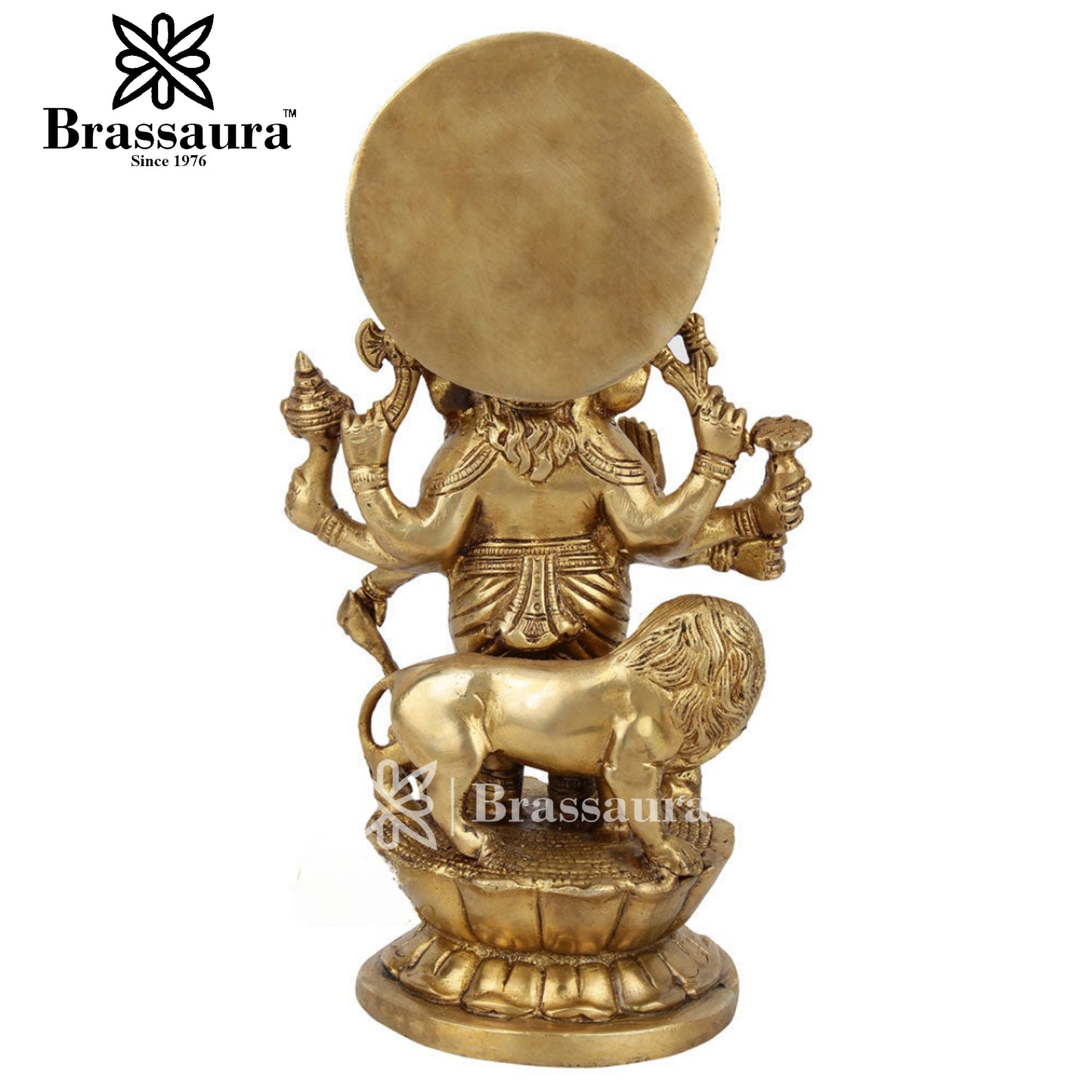 Brassaura™ Brass Lion Ganesha Idol for Home Décor | Weight 3.8 Kgs | Height 11.5 Inches