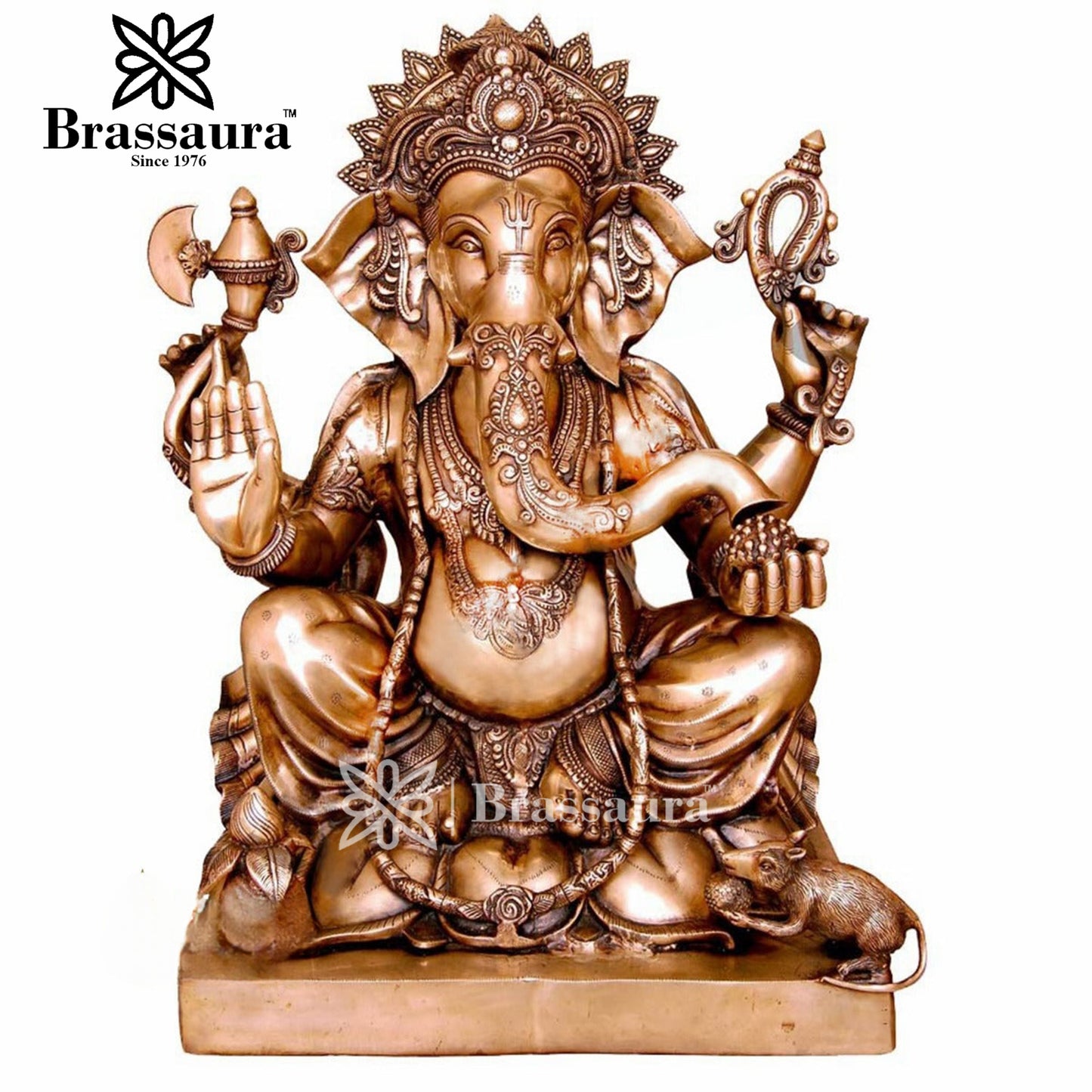 Brass Ganesha Statue For Home Decor And Gift Item Weight 64 Kg And Height 31 Inch