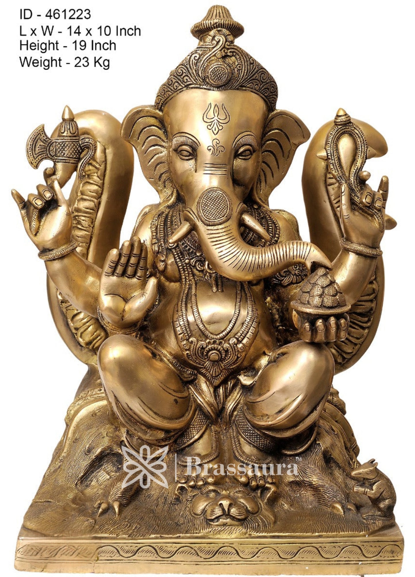 Brassaura™ Brass Bal Ganesha Idol for Home Decor | Weight 23 Kgs | Height 19 Inches