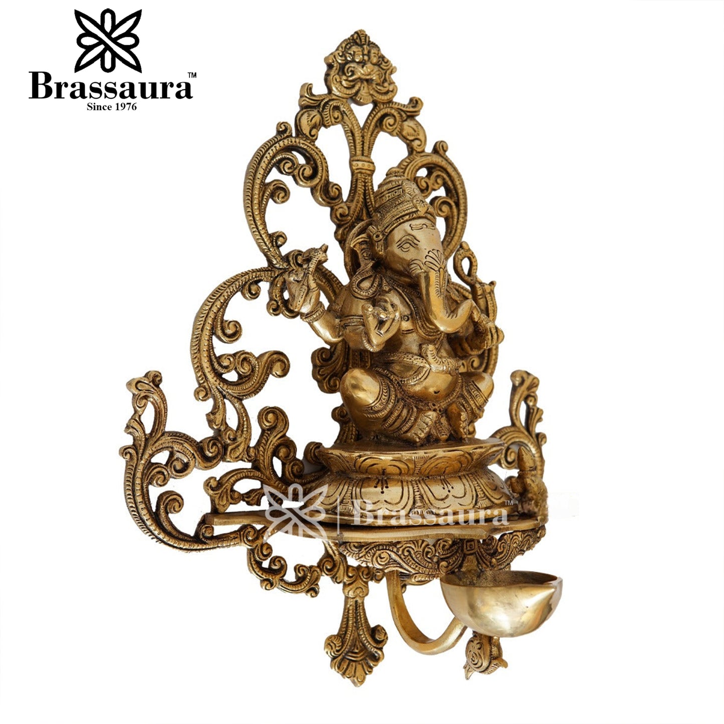 Brass Wall Hanging Ganesha Diya For Home Decor And Gift Item Weight 3.7 Kg And Height 17 Inches