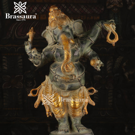 Brass Ganesha Statue For Home Decor And Gift Items Weight 15.7 Kg And Height 24 Inches