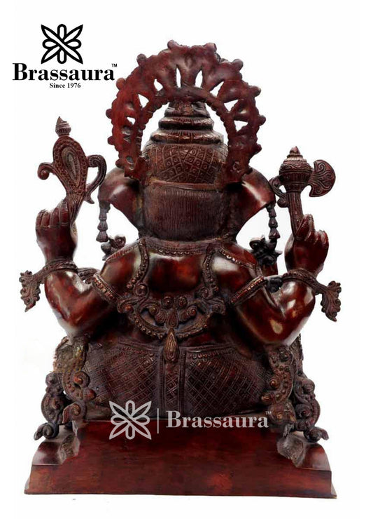 Brassaura Divine Brass Ganesha Statue for Home & Worship | Height 19 Inches