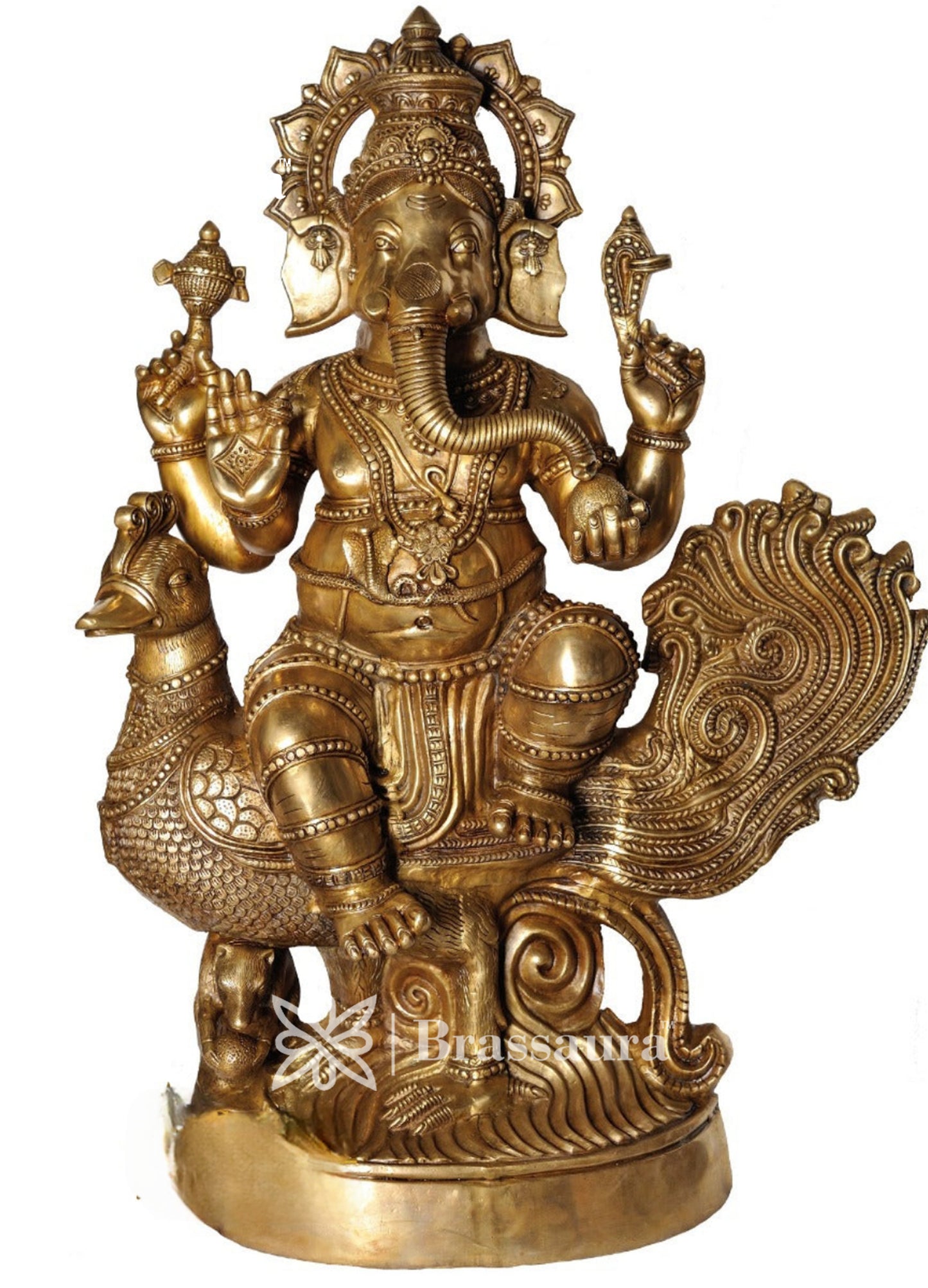 Brassaura™ Brass Ganesha Statue for Home Decor | Weight 81 Kgs | Height 47 Inches