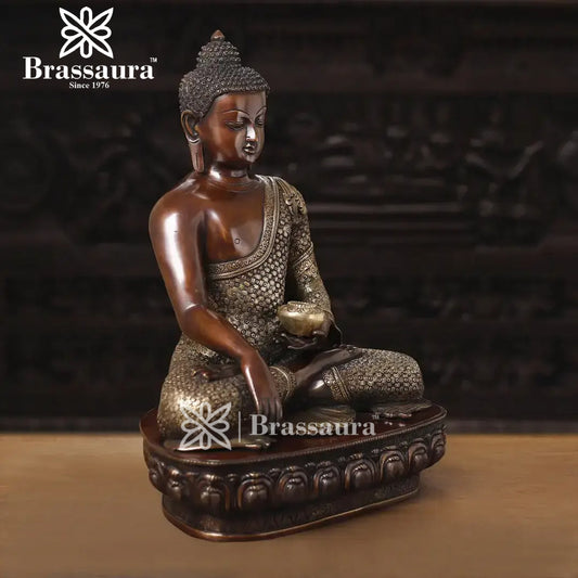 Brass Buddha For Home Décor And Gift Items Weight 23.57 Kg And Height 22 Inch