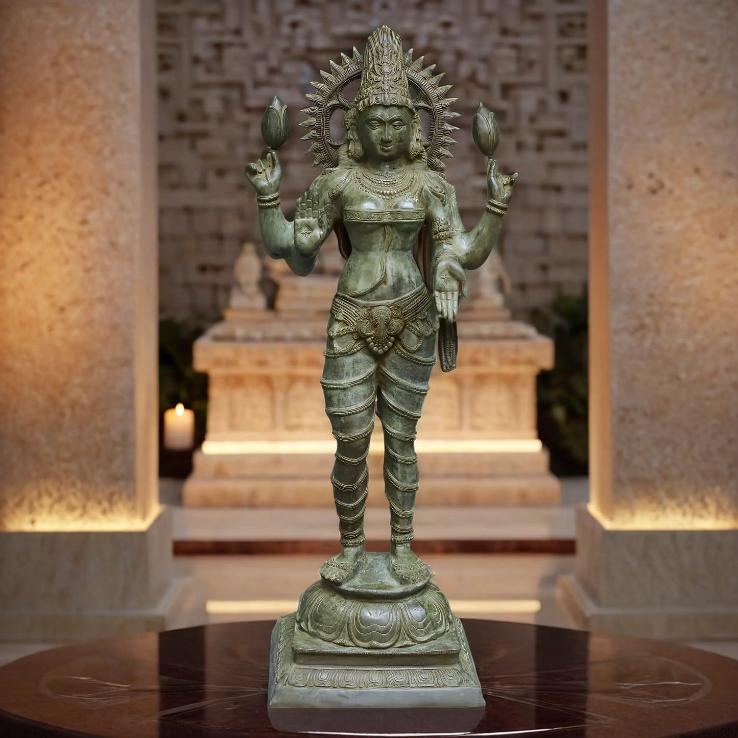 Brass Laxmi Idol for Home and Decor Height 51 Inches & Weight 49.66 Kgs
