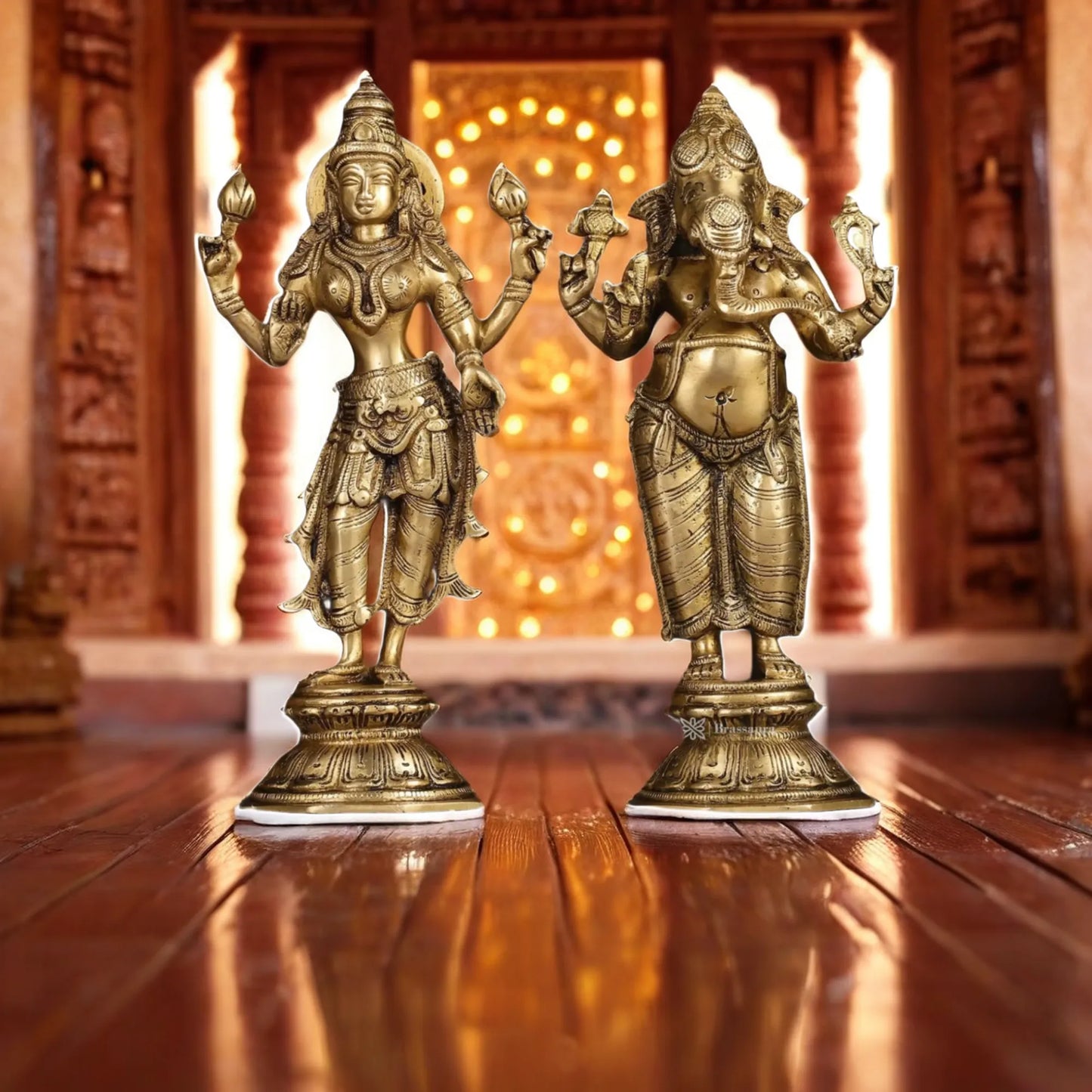 Brass Artistic Lakshmi Ganesh Weight 9 kg & Height 10 Inch