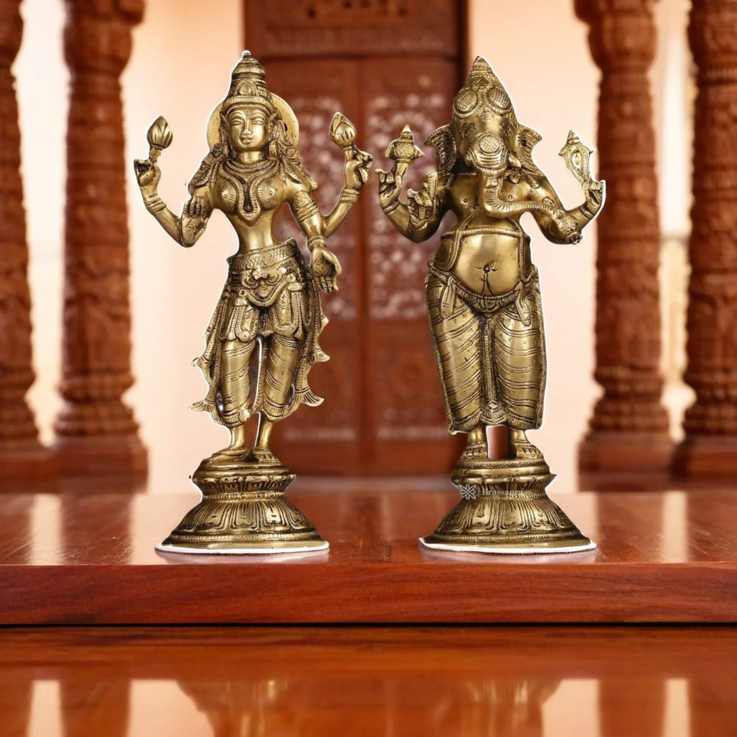 Brass Artistic Lakshmi Ganesh Weight 9 kg & Height 10 Inch