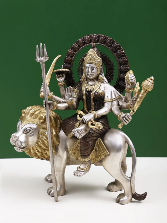 Brassaura® Brass Maa Durga Statue | Height 12.01 Inches & Weight 4.60 kg