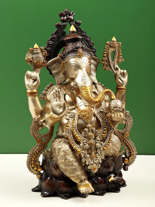 Brassaura® Kamalasana Shri Ganesha Idol | Height 21 Inches & Weight 22 kgs