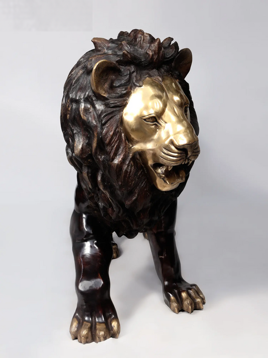 Brassaura® Large Roaring Lion Brass Sculpture | Handcrafted Statement Décor | Height 48 Inches & Weight 182.30 kgs