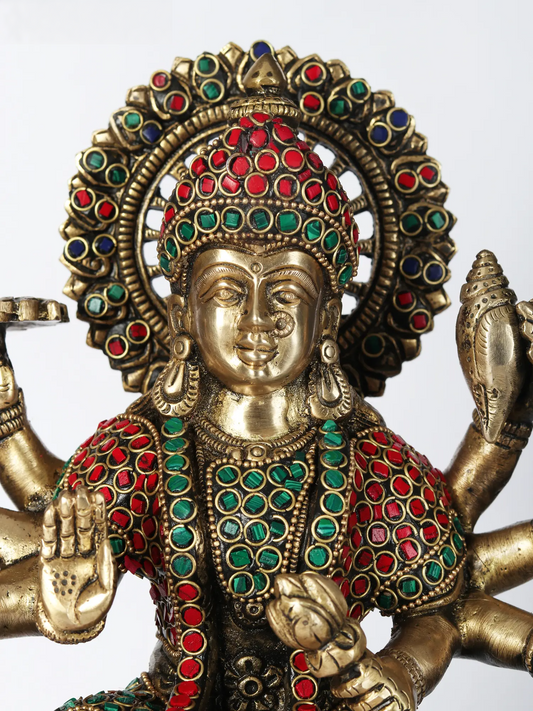 Brassaura® Brass Maa Durga Statue | Height 13.98 Inches & Weight 11.15 kg