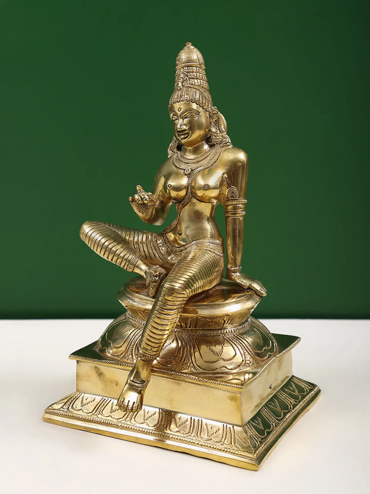 Estátua Brassaura® de Latão de Parvati | Altura 21,5 cm e Peso 2,95 kg