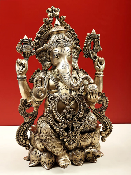 Brassaura® Kamalasana Shri Ganesha Idol | Height 21 Inches & Weight 22 kgs