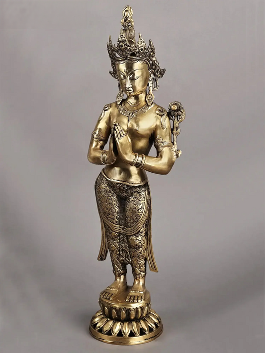 Estátua Brassaura® Deusa Tara em Latão | Altura 77,5 cm e Peso 8,50 kg