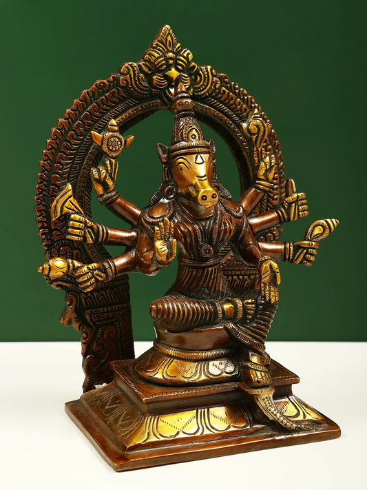 Estátua de Javali Varaha de Bronze Brassaura® | Altura 20,5 cm e Peso 2,39 kg