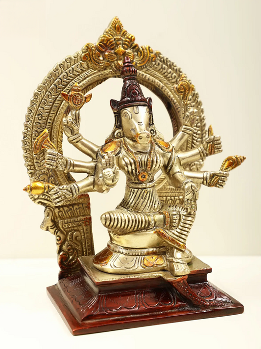 Estátua Brassaura® Varahi de Latão | 20,5 cm de altura e 2,39 kg de peso