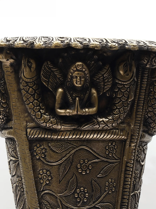 Brassaura® Brass Elephant Pedestal Decorative Statue | Handcrafted Brass | Height 21 Inches & Weight 24.05 kgs