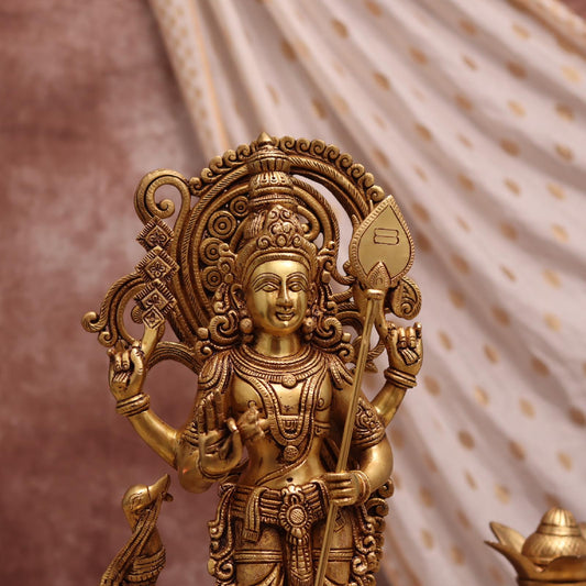 20-INCH BRASS LORD MURUGAN/KARTIKEYA IDOL