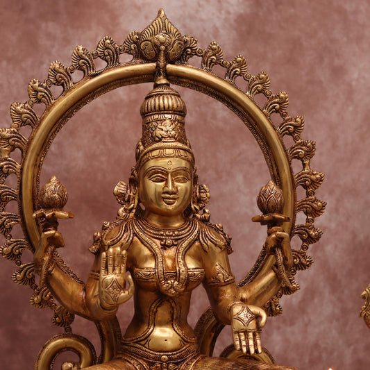 BRASS GODDESS LAXMI IDOL WITH FRAME ( 27 INCHES )