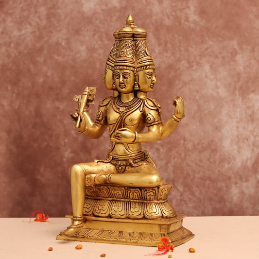 黄铜梵天雕像,高16英寸