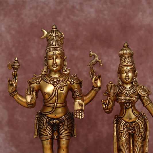 ESTÁTUA DE BRONZE DE SHIVA E PARVATI COM 45,72 CM DE ALTURA