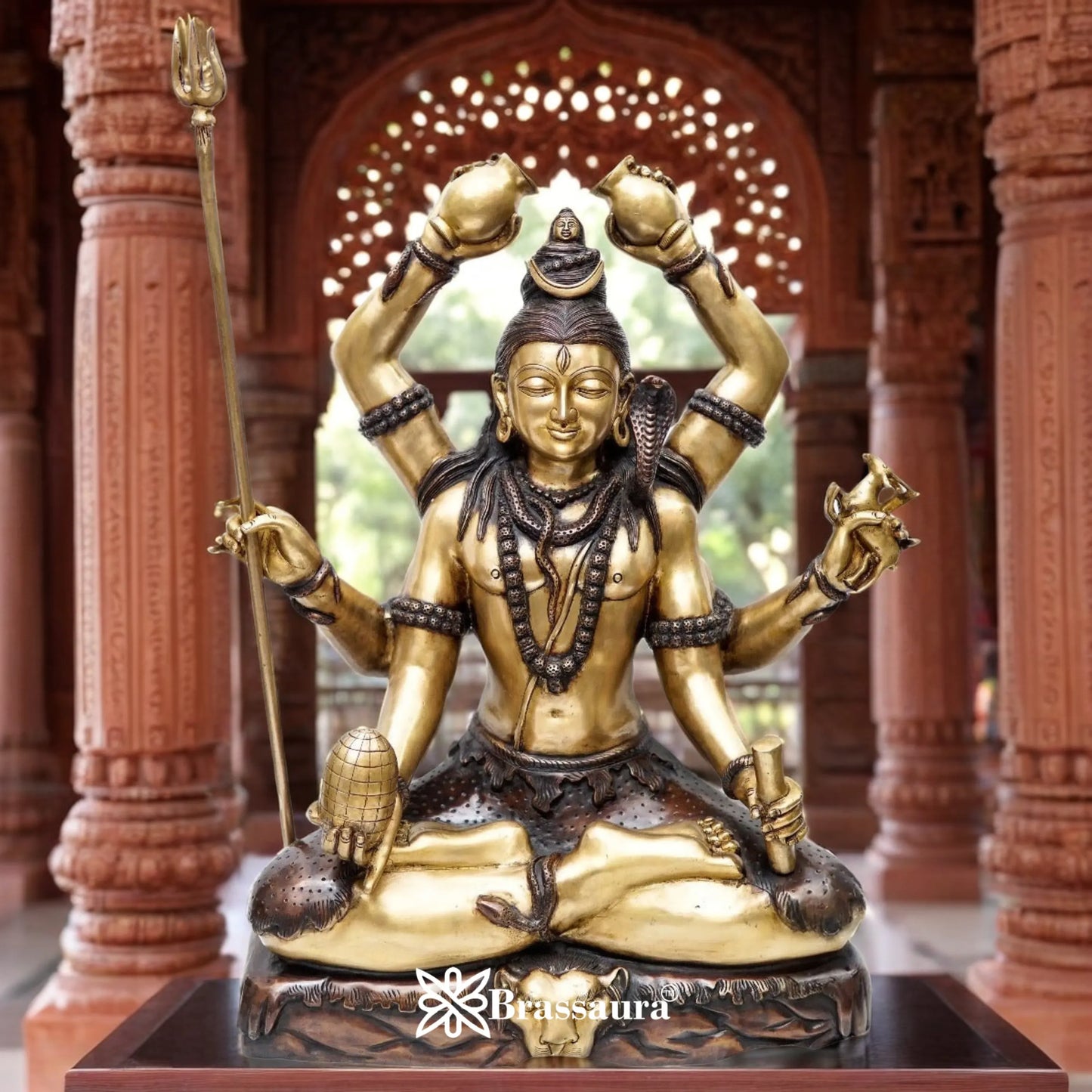 Brassaura™ Large Brass Lord Shiva Statue – Height 30 Inches & Weight 46 Kgs | Devotional Idol Online