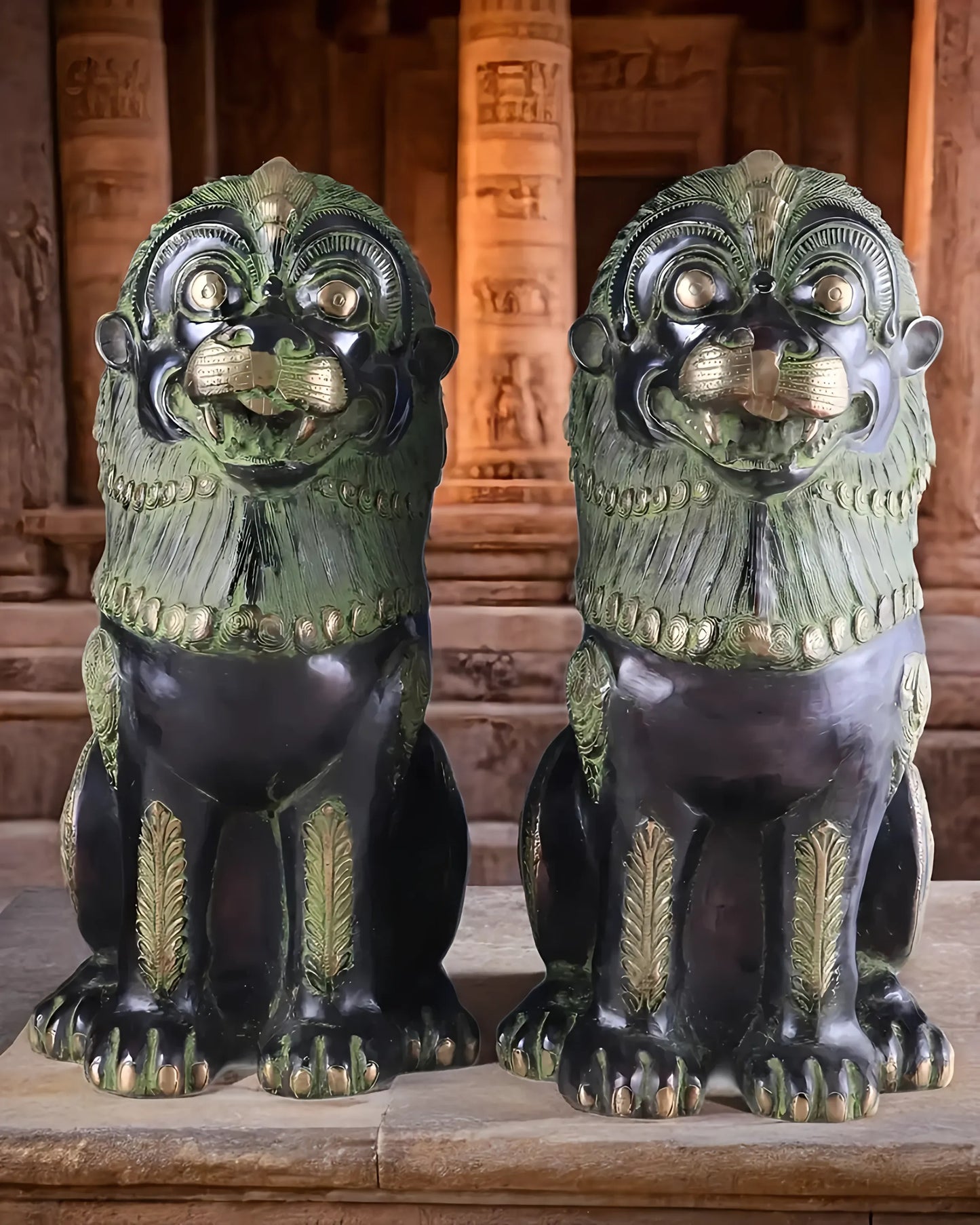 Brassaura™ Traditional Tibetan Artistry Showpieces (Pair) – Height 21 in, Total Weight 42.23 kg
