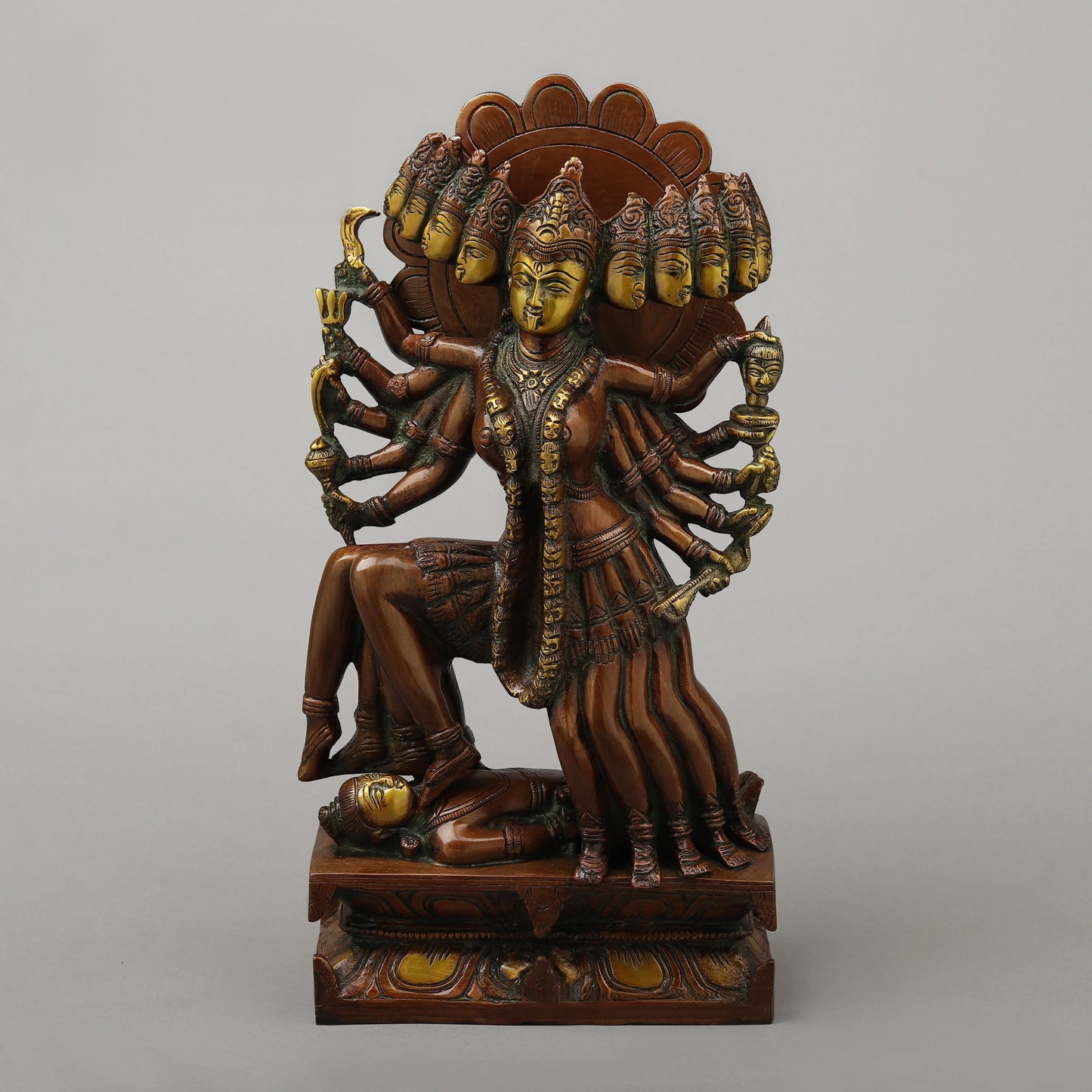 Brassaura™ Kaali Maa Brass Statue – 8.16kg | 8" Length x 4" Width – Powerful Handcrafted Idol