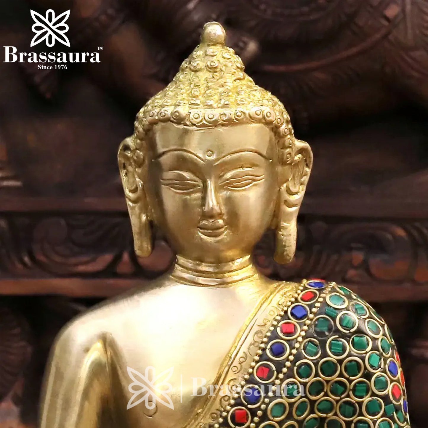 Brass Buddha For Home And Décor Weight 2.42 kg Height 8 Inch