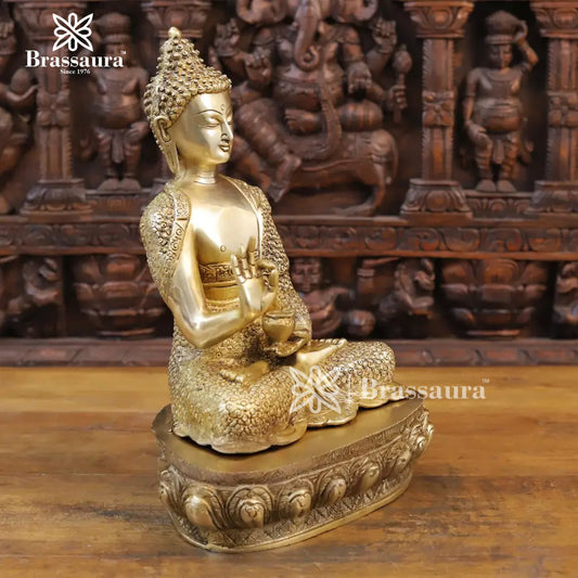 Brass Buddha For Home And Décor Weight 10.680 kg Height 16.5 Inch