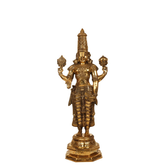 Brassaura™ Pure Brass Tirupati Balaji Idol – Height 33.5 Inches & Weight 20 Kgs | Superfine Shiny Finish