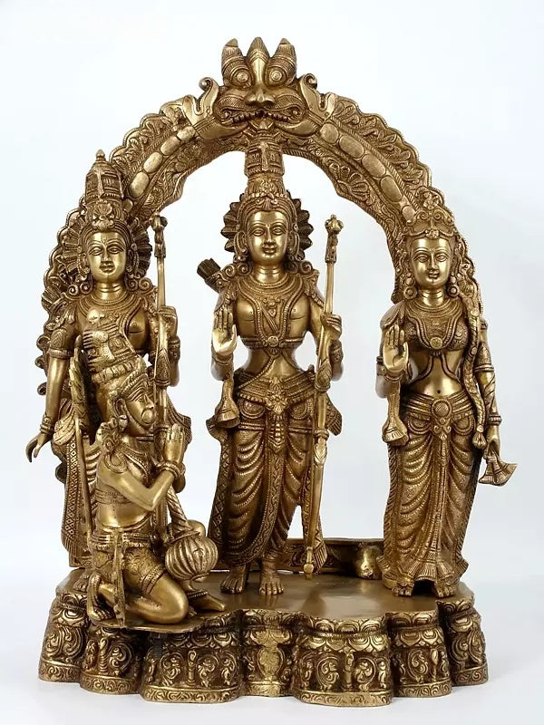 Brassaura™ 25" Ayodhya Rama Darbar Brass Statue | Height 25.59 Inches | Weight 35 Kg | Handmade Brass Idol