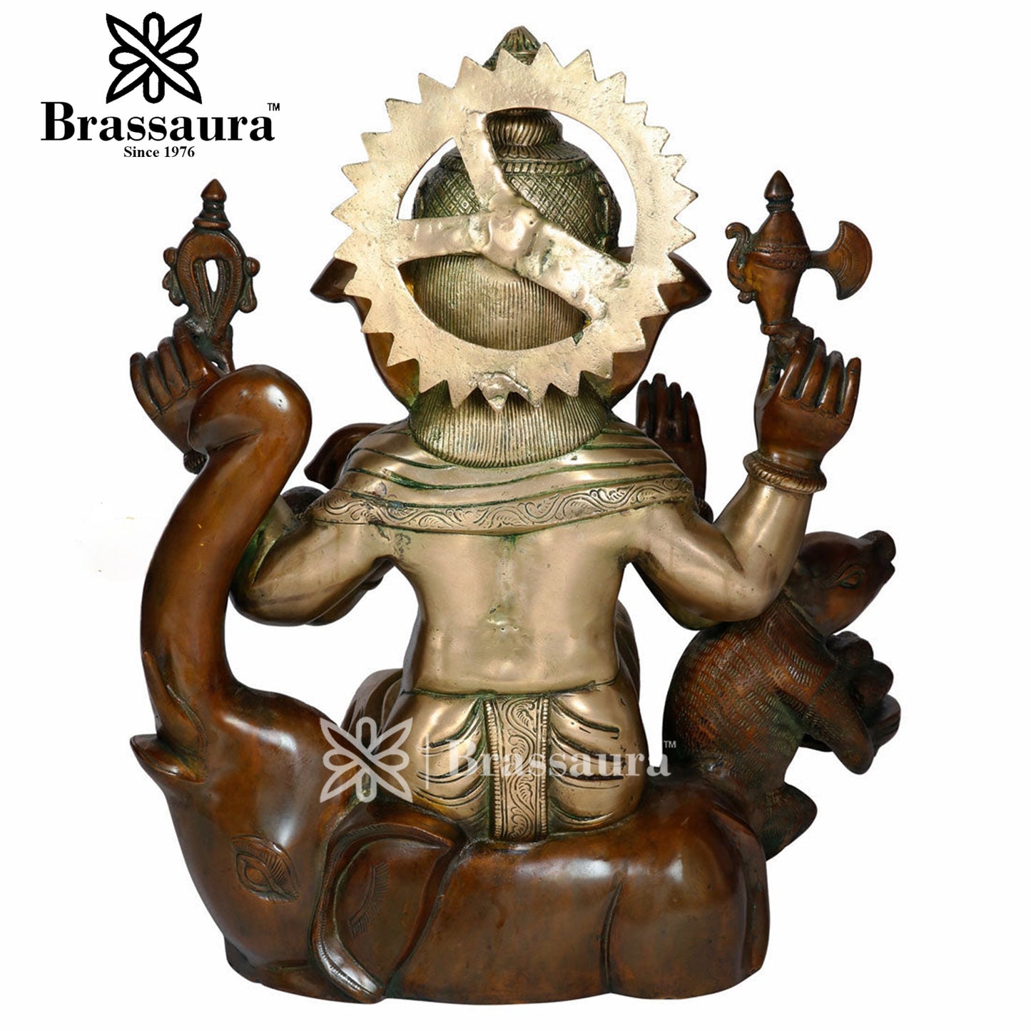 Brassaura™ Brass Ganesha Statue for Home Décor & Gift | Weight 29 Kgs | Height 22 Inches