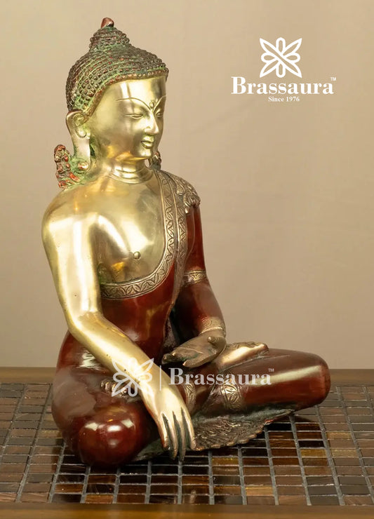 Brass Buddha For Home And Décor Weight 6 kg Height 12.5 Inch