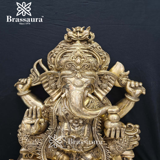 Brassaura™ Brass Jewellery Ganesha Idol for Home and Decor | Weight 60 Kgs | Height 33 Inches