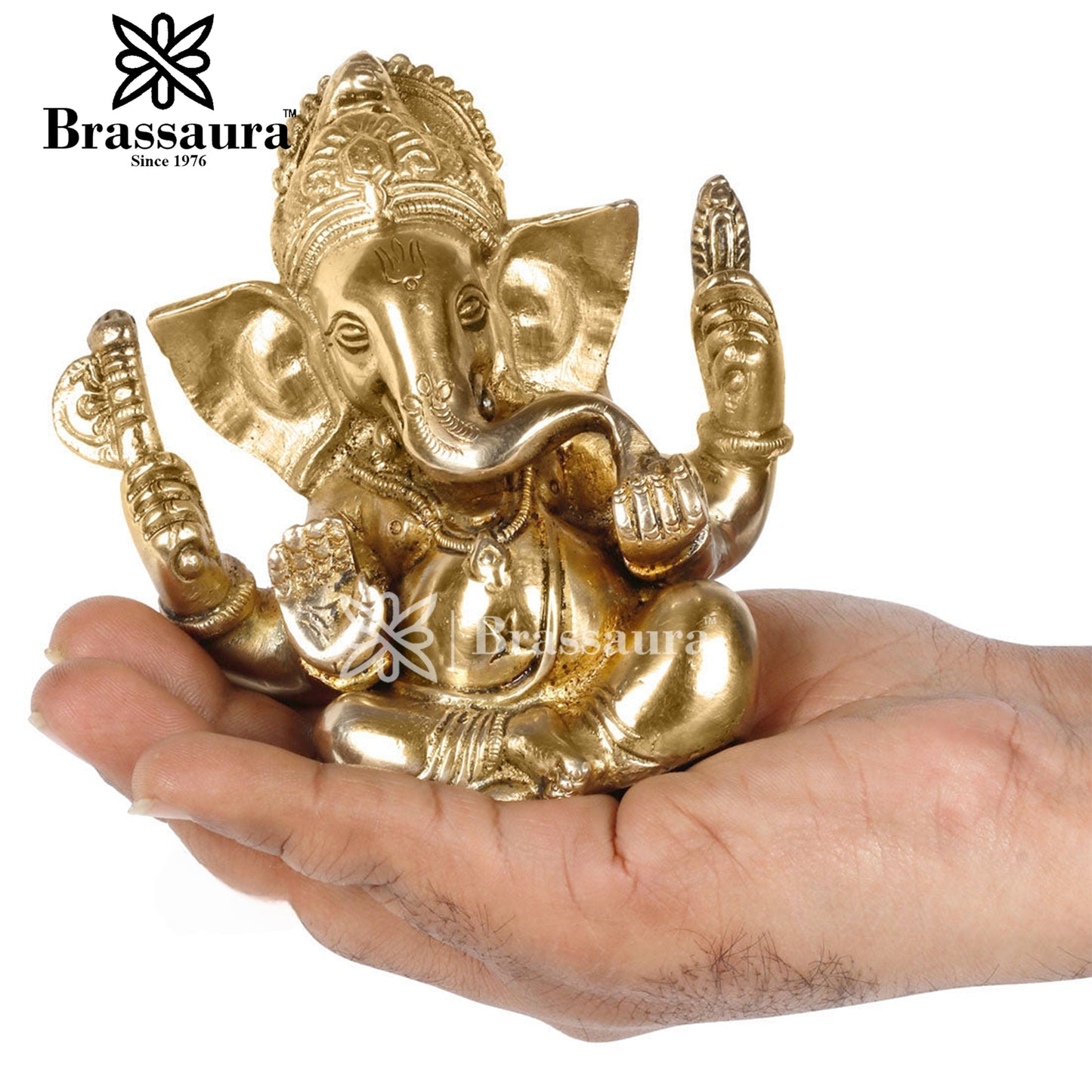 Brass Ganesha Statue For Home Decor And Gift Items Weight .8 Kg And Height 4.5 Inches