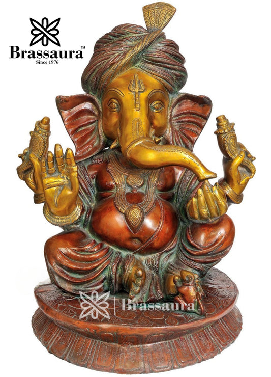 Brassaura™ Brass Ganesha Statue – “Lord of Beginnings” | Height 20 Inches & Weight 25 Kgs