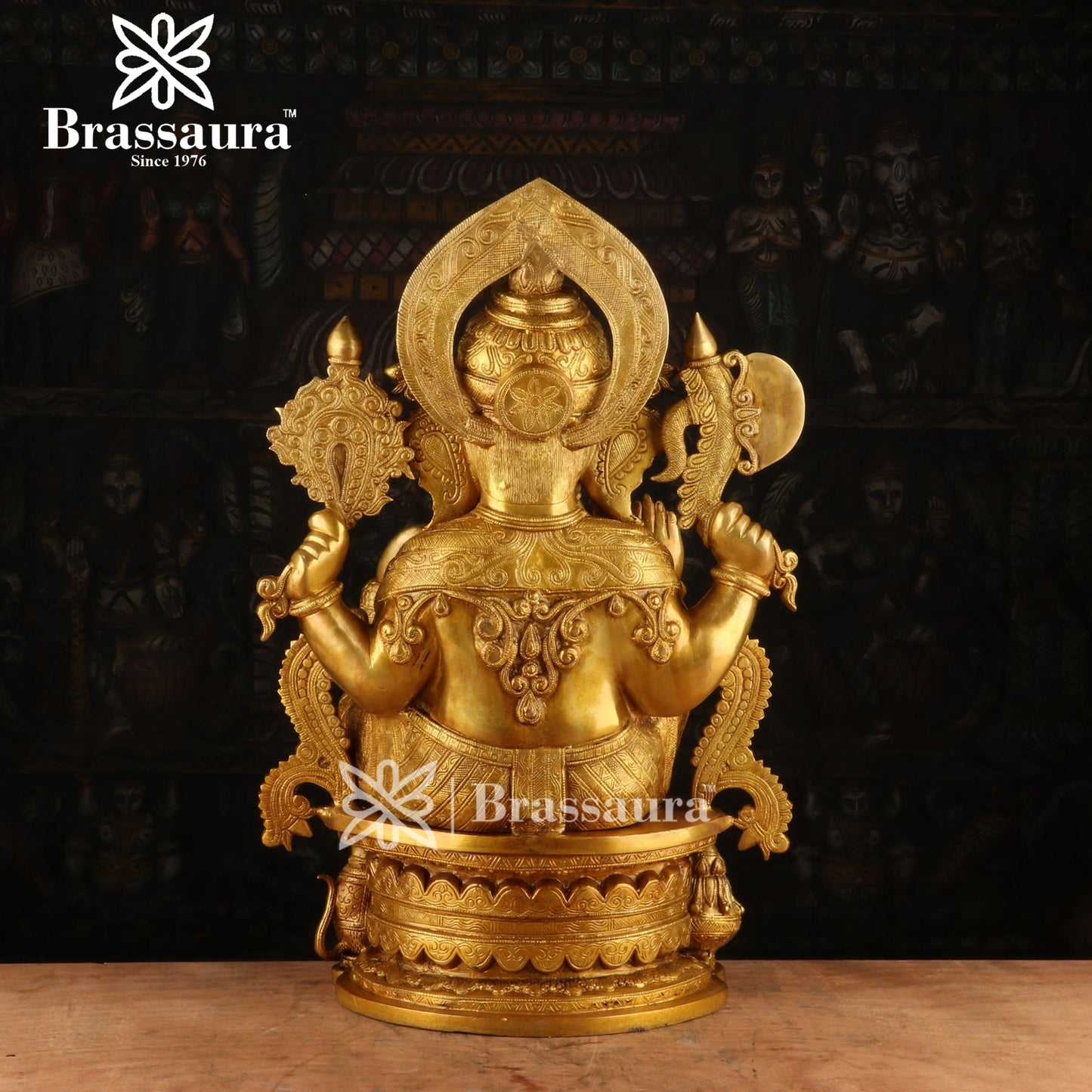 Brassaura™ Brass Jewellery Ganesha Idol for Home and Decor | Weight 29.5 Kgs | Height 23 Inches