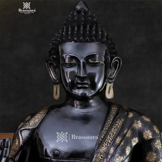 Brass Big Buddha statue for home and decor and gift Item weight 88.5 kg Height 32 inch