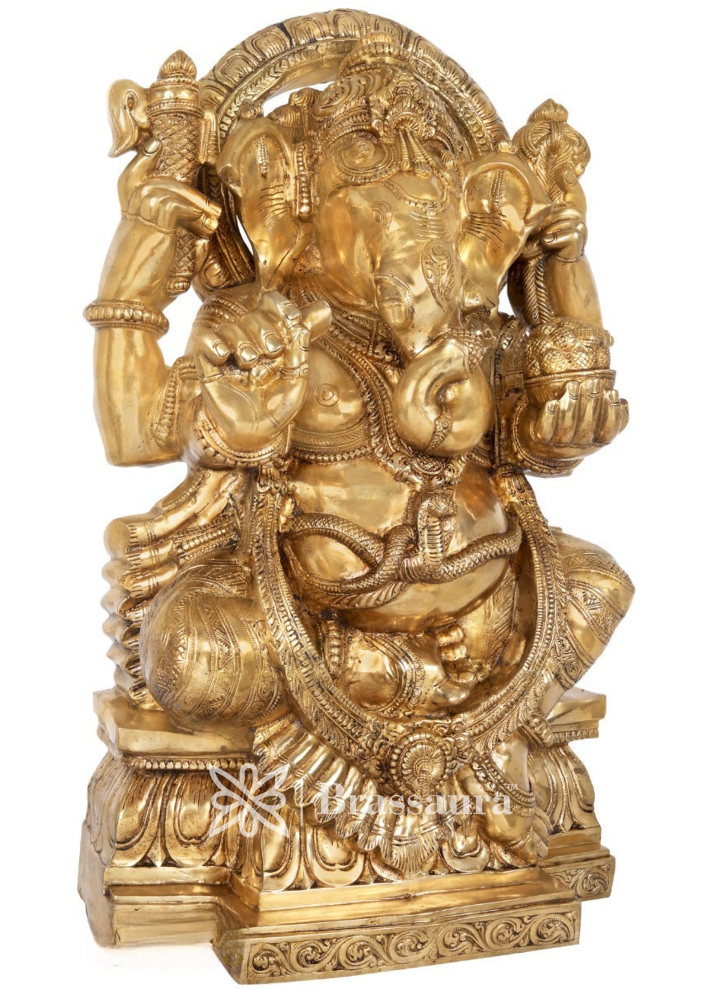 Brass Ganesha Statue For Home Decor And Gift Item Weight 101 Kg And Height 39 Inch