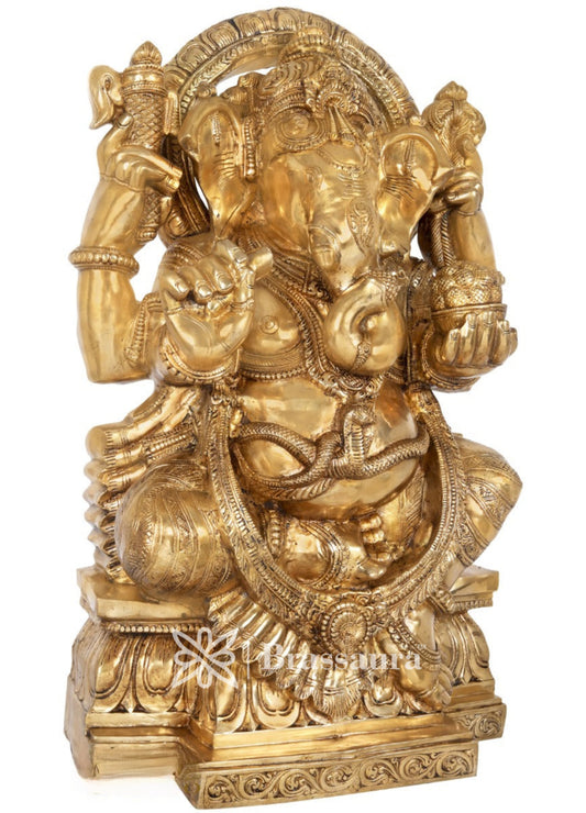 Brass Ganesha Statue For Home Decor And Gift Item Weight 101 Kg And Height 39 Inch