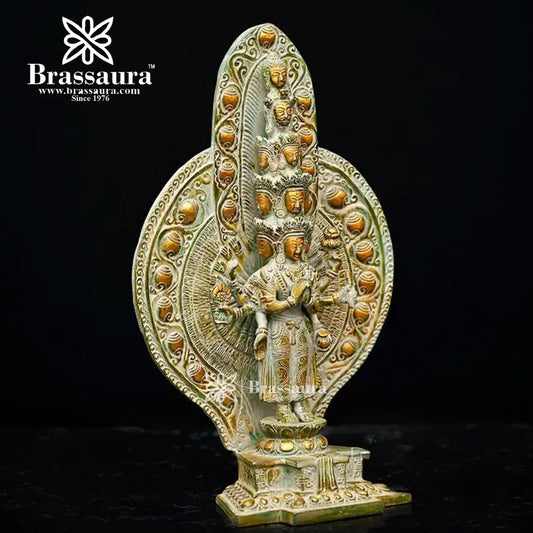 Brass Avlokiteswara For Home Décor And Gift Items Weight 5.36 Kg And Height 14.75 Inches