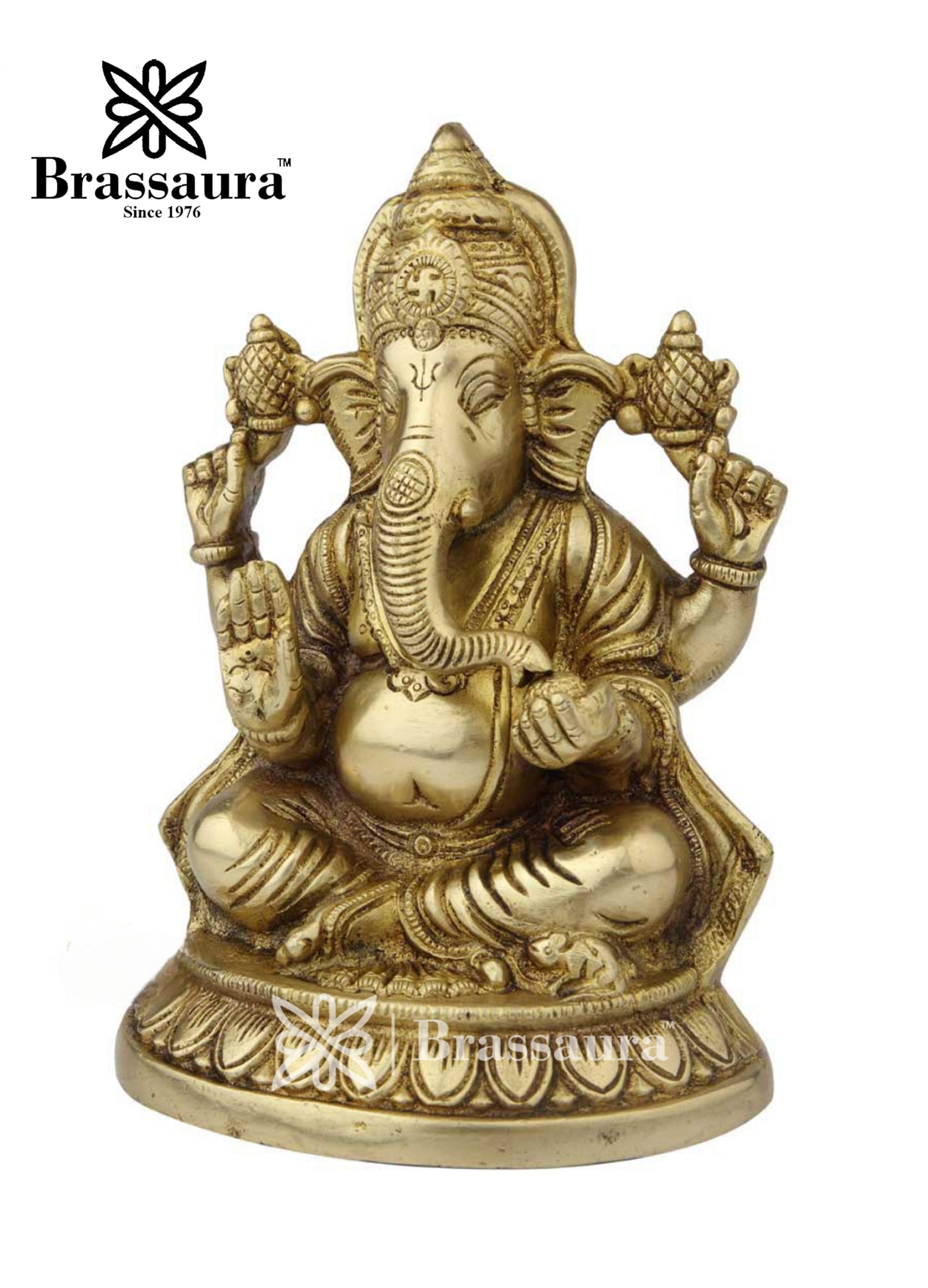 Brass Ganesha Statue For Home Decor And Gift Item Weight 2.5 Kg And Height 8 Inch