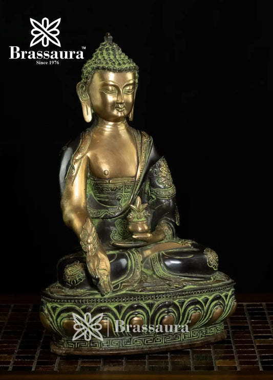 Brass Buddha For Home And Décor Weight 4.57 kg Height 11.5 Inch