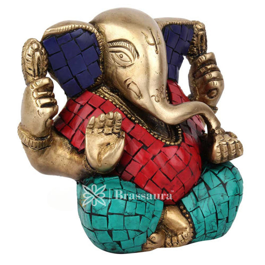 Brassaura™ Brass Ganesha Statue | Handcrafted Vinayaka Idol for Home & Décor | Height 4 Inches & Weight 0.8 Kg