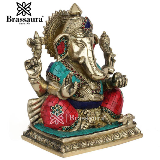 Brass Ganesha Statue For Home Decor And Gift Item Weight 5.2 Kg And Height 10 Inch