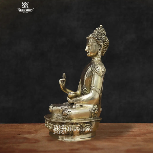 Brass Big Buddha statue for home and decor and gift Item weight 3.9 kg Height 12 inch