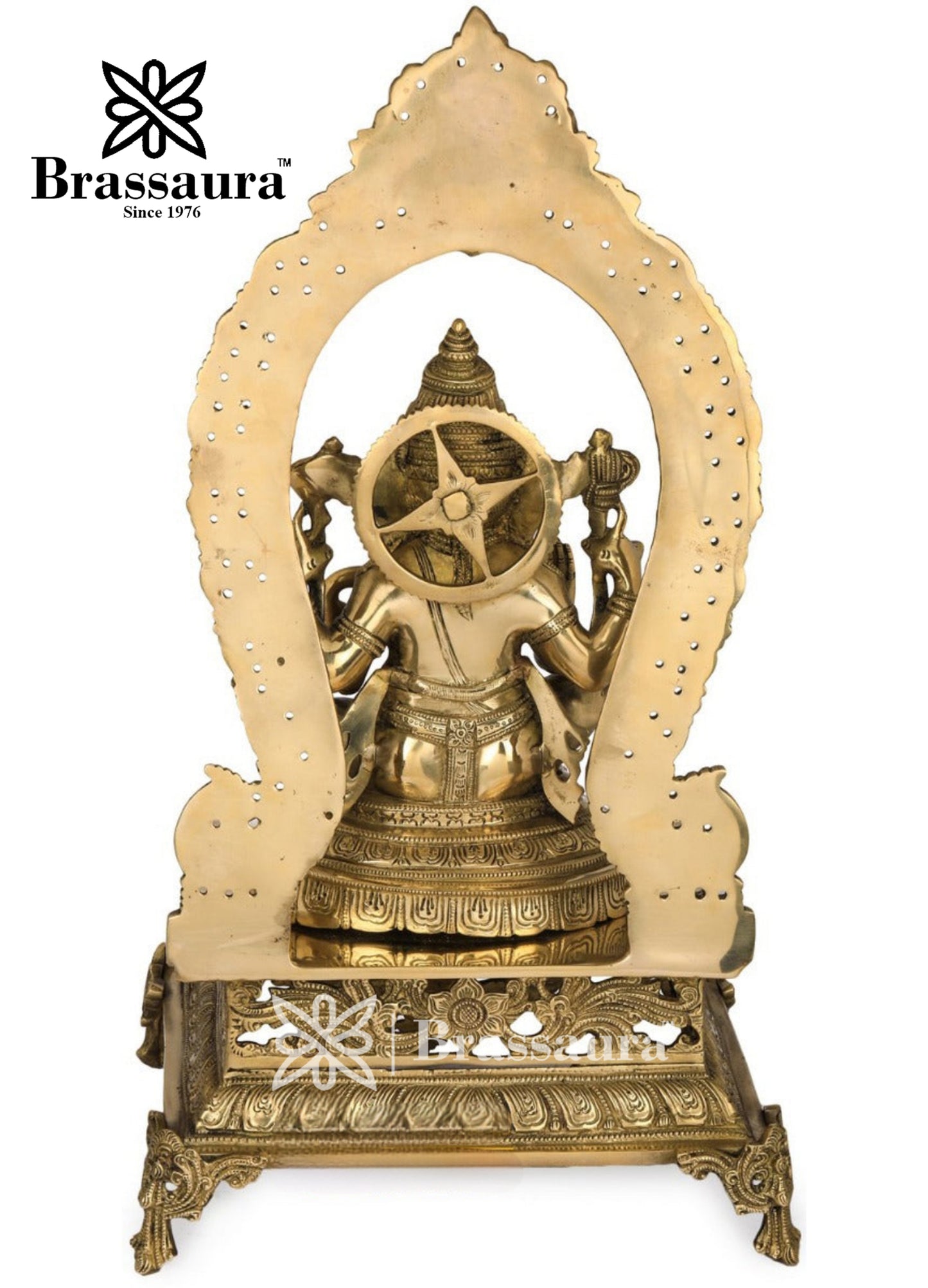 Brassaura™ Brass Ganesha Statue for Home and Decor | Weight 13 Kgs | Height 21 Inches
