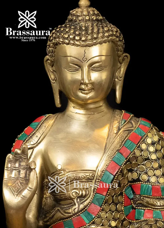 Brass Buddha For Home And Décor Weight 5.5 kg Height 11.5 Inch